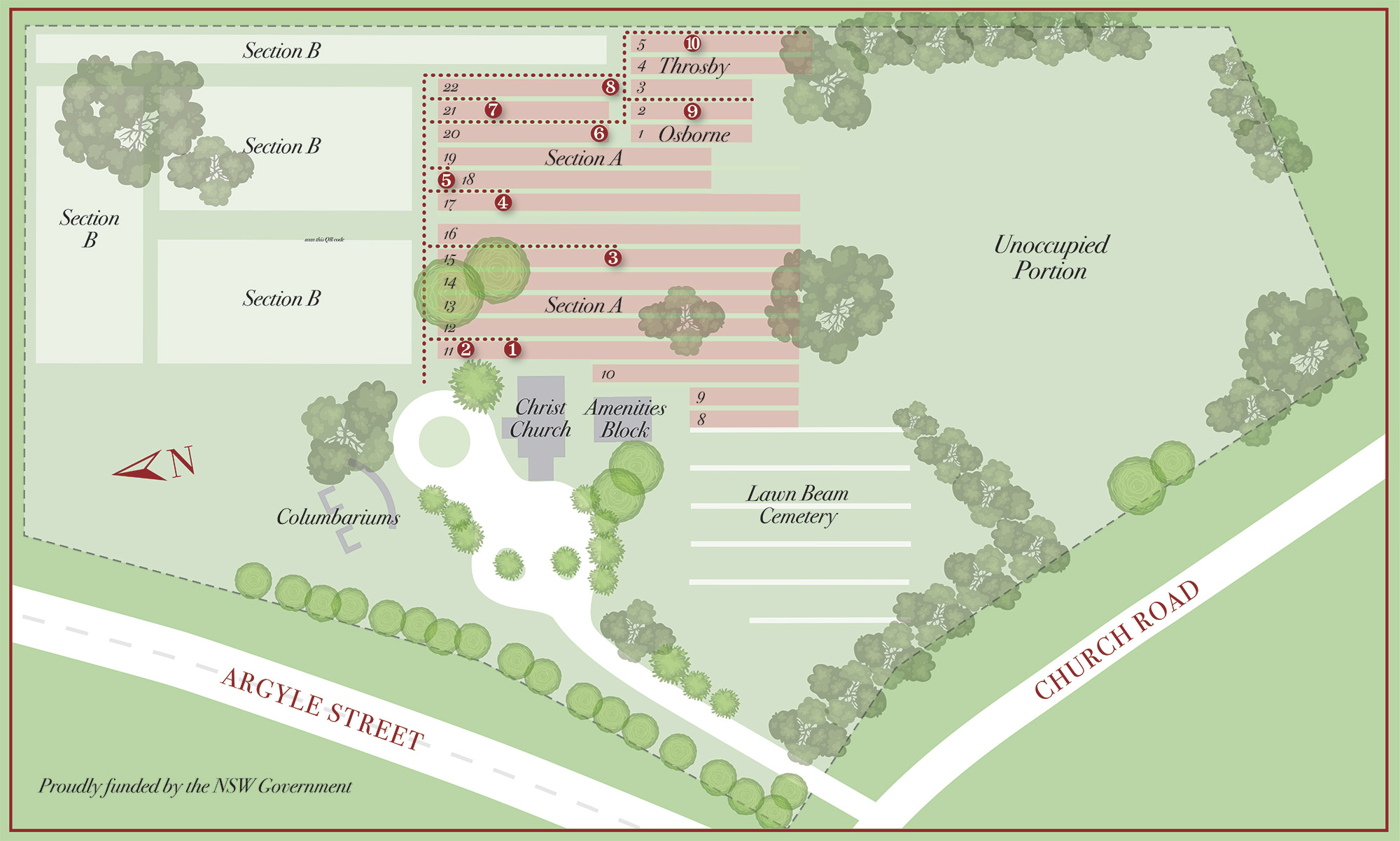 Detailed site plan of Christ Church Bong Bong and cemetery