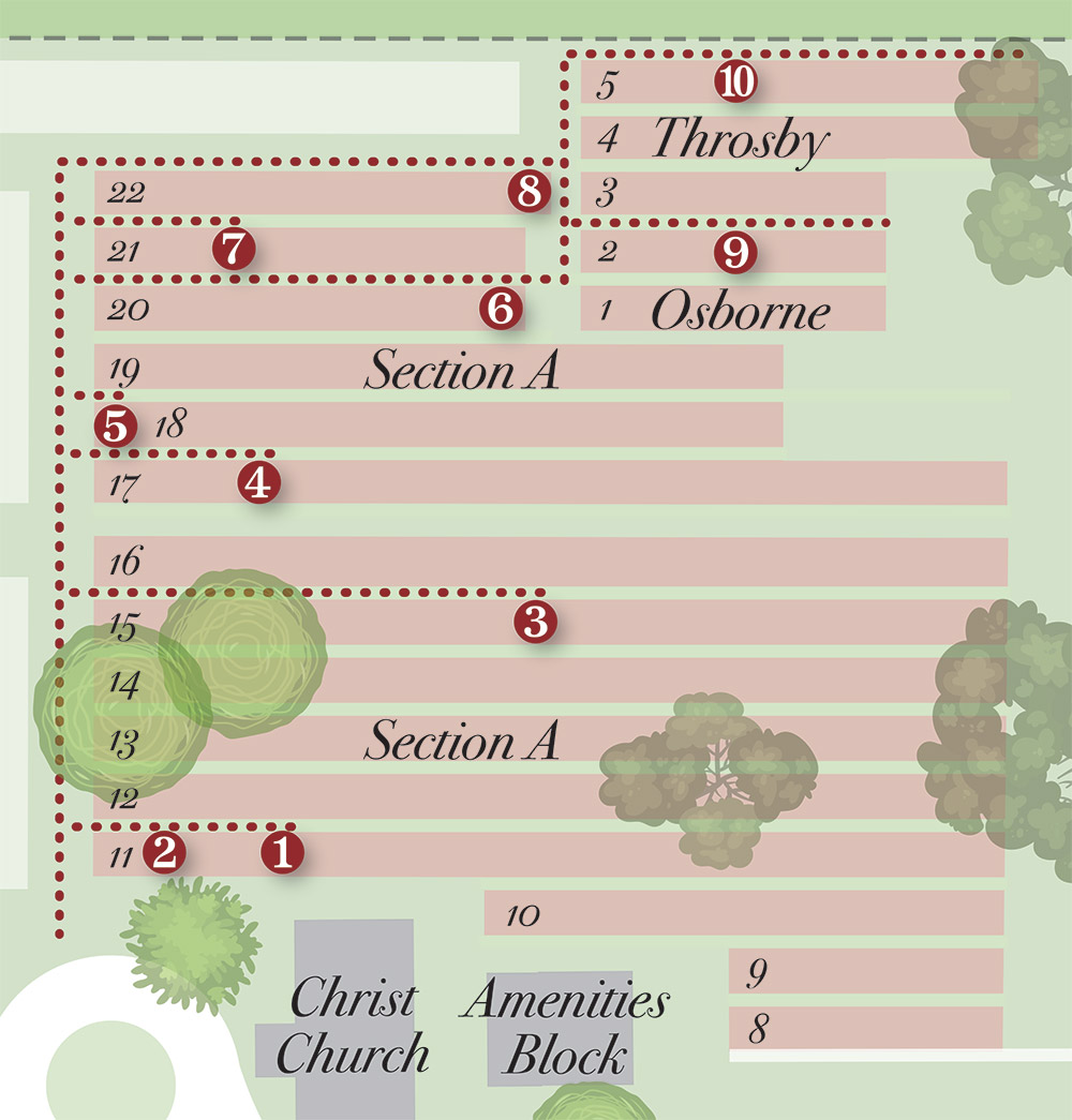 Detailed site plan of Christ Church Bong Bong cemetery Section A